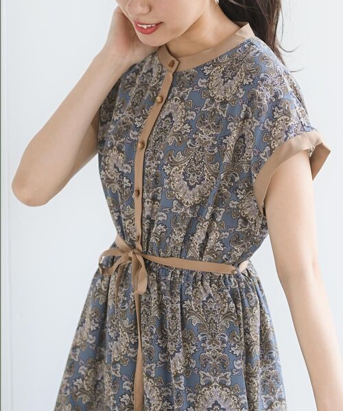 rps（アールピーエス）の「フレンチスリーブプリントワンピース（ワンピース・レディース・ブラック/グレー/オフホワイト/ブルー/グリーン・M）」の19枚目の写真