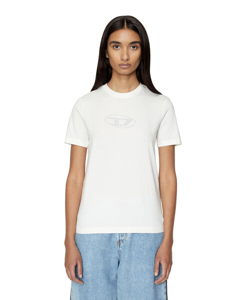 レディース 半袖 Diesel ディーゼル のtシャツ カットソー レディース Tシャツ Tシャツ Diesel ディーゼル のファッション 半袖 オーバルロゴ Tシャツ カットソー レギュラーフィット 人気アイテム