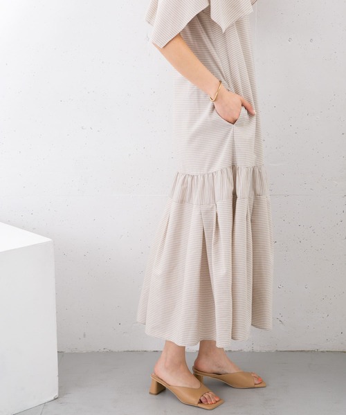 KBF(ケイビーエフ)の「『UR TECH Smart Linen Touch』セーラーカラーロングワンピース(ワンピース・レディース・ブラック/ベージュ系その他/ブルー系その他・ONE)」の5枚目の写真