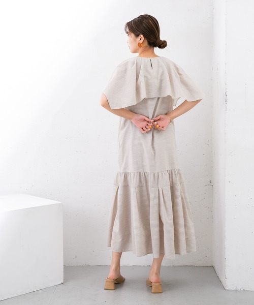 KBF(ケイビーエフ)の「『UR TECH Smart Linen Touch』セーラーカラーロングワンピース(ワンピース・レディース・ブラック/ベージュ系その他/ブルー系その他・ONE)」の12枚目の写真