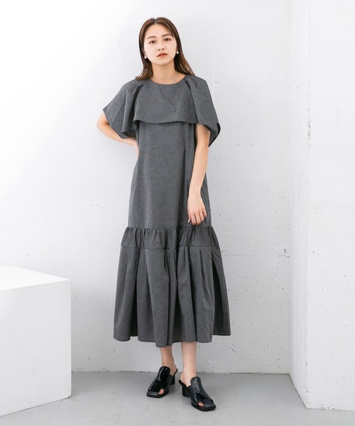 ⭐︎未使用⭐︎詩仙堂　ネイビー プリント Aライン　ロングガウン　ワンピース ⭐︎未使用⭐︎詩仙堂 ネイビー プリント Aライン ロングガウン