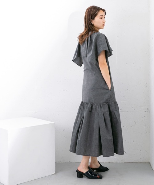 KBF(ケイビーエフ)の「『UR TECH Smart Linen Touch』セーラーカラーロングワンピース(ワンピース・レディース・ブラック/ベージュ系その他/ブルー系その他・ONE)」の18枚目の写真