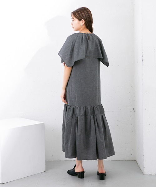 KBF(ケイビーエフ)の「『UR TECH Smart Linen Touch』セーラーカラーロングワンピース(ワンピース・レディース・ブラック/ベージュ系その他/ブルー系その他・ONE)」の19枚目の写真