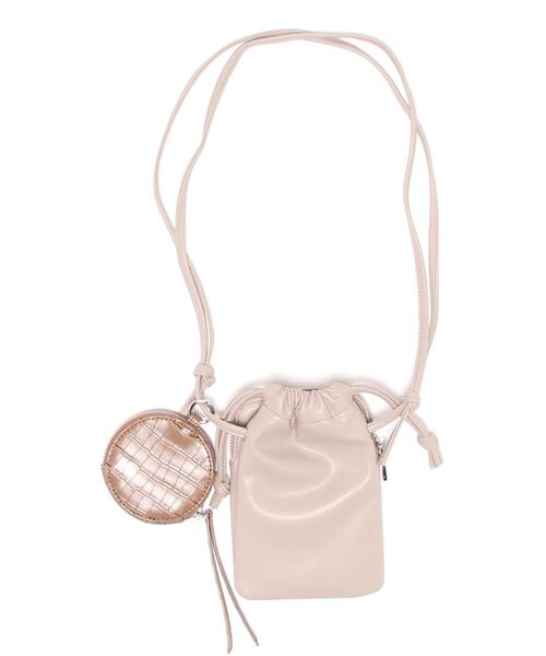 KOBE LETTUCE（コウベレタス）の「[ 2点セット ]コインケース付き巾着スマホバッグ[B1478]（コインケース・レディース・ブラック系その他/ブラック/グレイッシュベージュ・FREE）」の7枚目の写真