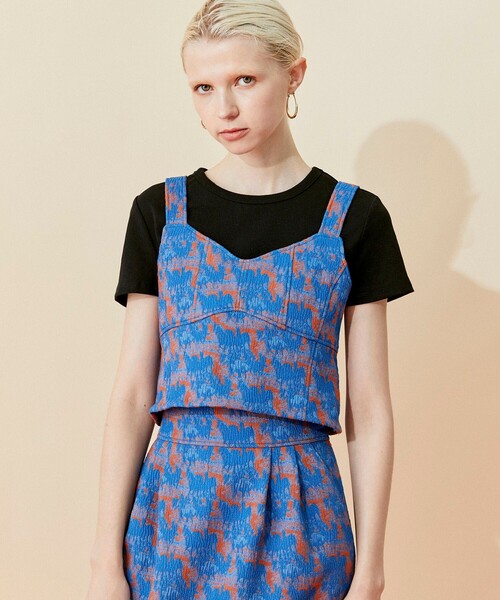 INella（イネラ）の「【INella/イネラ】キャメルジャガードビスチェ（ベスト・レディース・ブルー/イエロー・FREE）」の2枚目の写真