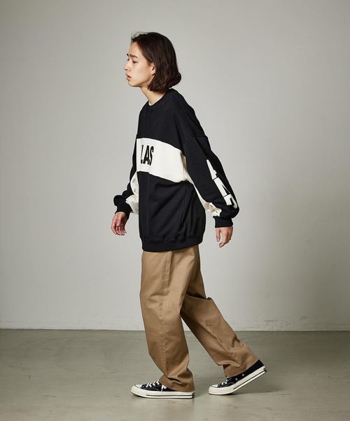 SILAS（サイラス）の「BICOLOR SWEAT TOP　サイラスバイカラースウェットトップ（スウェット・メンズ・ブラック/ベージュ/アッシュ・M/L/XL）」の5枚目の写真