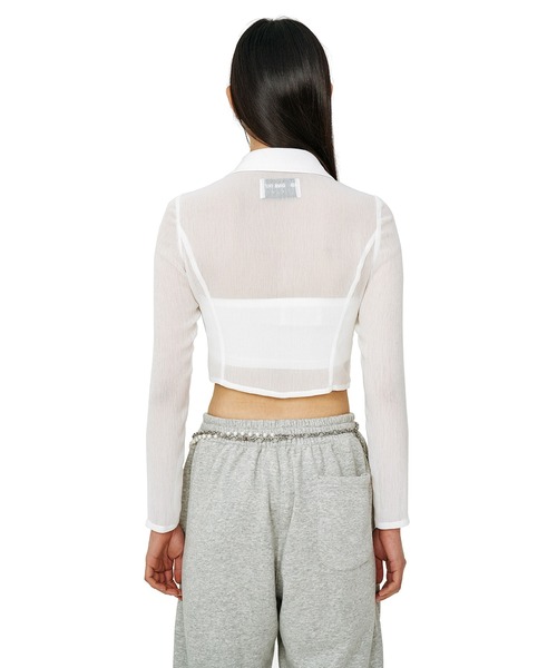 oddoneout(オッドワンアウト)の「A'GEM/9 × .kom『ODD ONE OUT/オッドワンアウト』See-through layered shirts/シースルーシャツ&キャミソールレイヤード SET(シャツ/ブラウス・レディース・ホワイト/ライトグリーン・FREE)」の7枚目の写真