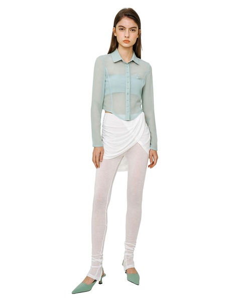 oddoneout(オッドワンアウト)の「A'GEM/9 × .kom『ODD ONE OUT/オッドワンアウト』See-through layered shirts/シースルーシャツ&キャミソールレイヤード SET(シャツ/ブラウス・レディース・ホワイト/ライトグリーン・FREE)」の8枚目の写真