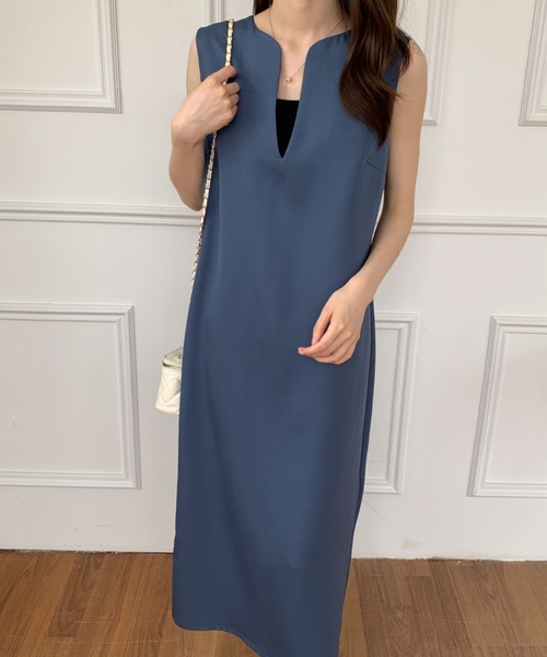 ABITOKYO（アビトーキョー）の「バックスリットスキッパーロングジャンパースカート（ジャンパースカート・レディース・ベージュ/カーキ/ピンク/ブラック/ダークグリーン/ダークブラウン/ブルーグレー/ネイビー/アイボリー/モカ・S/M/L）」の13枚目の写真