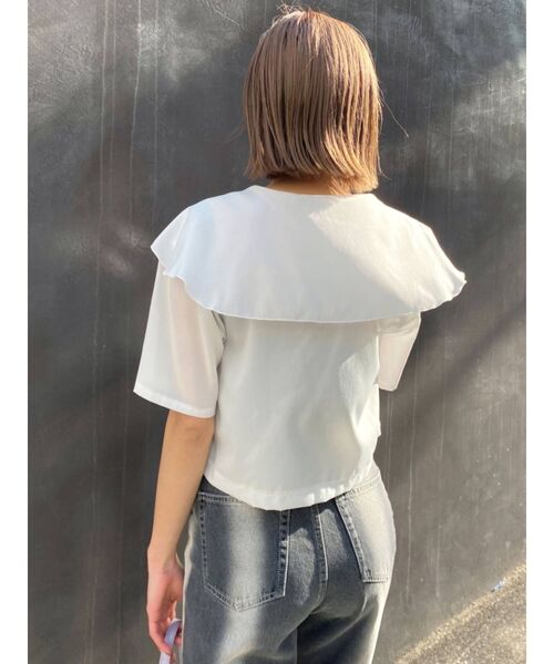EMODA（エモダ）の「オーバーカラーショートシャツ（シャツ/ブラウス・レディース・その他/ホワイト/ブラック・FREE）」の6枚目の写真