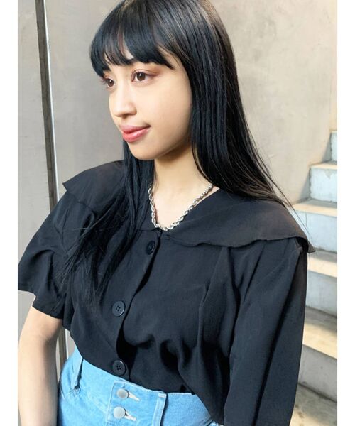 EMODA（エモダ）の「オーバーカラーショートシャツ（シャツ/ブラウス・レディース・その他/ホワイト/ブラック・FREE）」の12枚目の写真