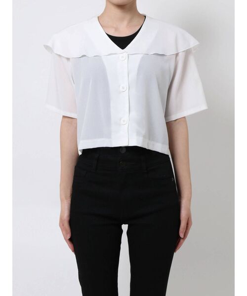 EMODA（エモダ）の「オーバーカラーショートシャツ（シャツ/ブラウス・レディース・その他/ホワイト/ブラック・FREE）」の14枚目の写真