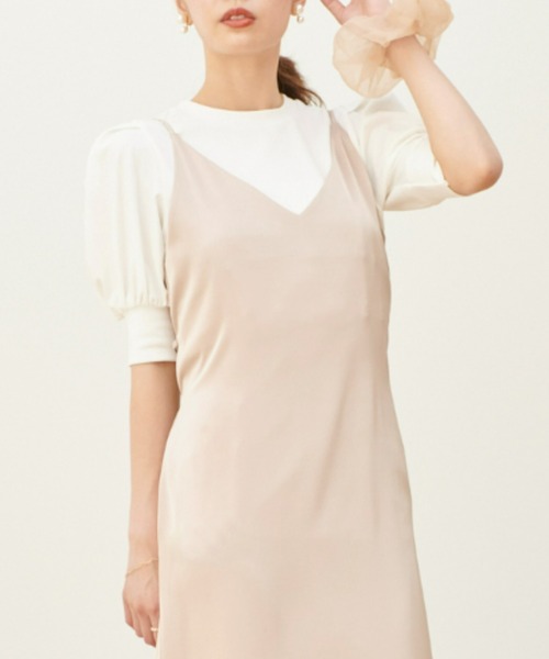 VIOLETTA（ヴィオレッタ）の「サテンキャミワンピース（ワンピース・レディース・ブラック/ベージュ・FREE）」の18枚目の写真