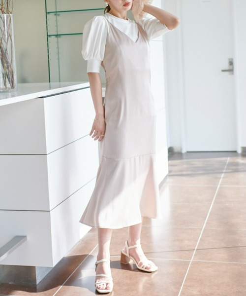 VIOLETTA（ヴィオレッタ）の「サテンキャミワンピース（ワンピース・レディース・ブラック/ベージュ・FREE）」の16枚目の写真