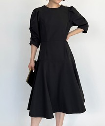 PICCIN | 肩パール袖ギャザー裾ペプラムワンピース(ワンピース)