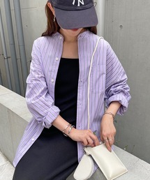 DISCOAT | カラーストライプバンドカラービッグシャツ(シャツ/ブラウス)