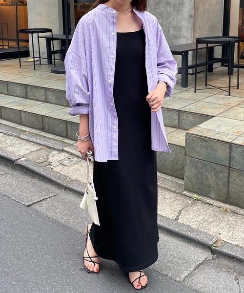 DISCOAT(ディスコート)の「カラーストライプバンドカラービッグシャツ(シャツ/ブラウス・レディース・バイオレット/サックスブルー/イエロー・MEDIUM/LARGE)」の17枚目の写真