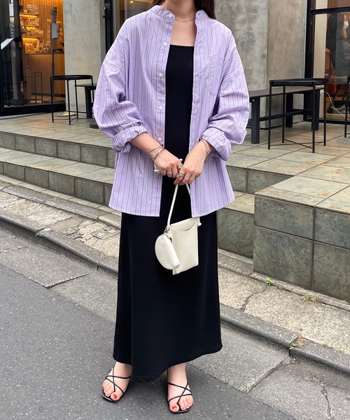 DISCOAT(ディスコート)の「カラーストライプバンドカラービッグシャツ(シャツ/ブラウス・レディース・バイオレット/サックスブルー/イエロー・MEDIUM/LARGE)」の15枚目の写真