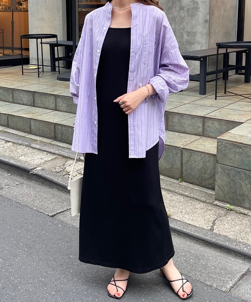 DISCOAT(ディスコート)の「カラーストライプバンドカラービッグシャツ(シャツ/ブラウス・レディース・バイオレット/サックスブルー/イエロー・MEDIUM/LARGE)」の16枚目の写真