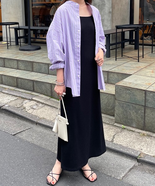 DISCOAT(ディスコート)の「カラーストライプバンドカラービッグシャツ(シャツ/ブラウス・レディース・バイオレット/サックスブルー/イエロー・MEDIUM/LARGE)」の18枚目の写真