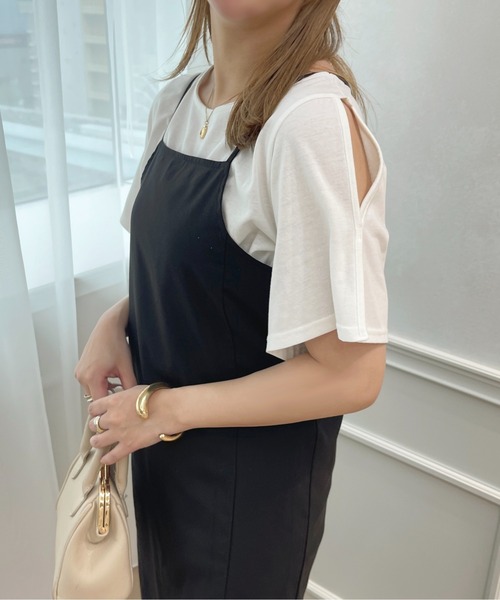 apres jour（アプレジュール）の「スリットスリーブTシャツ【ZOZOTOWN限定アイテム】（Tシャツ/カットソー・レディース・ブラック/オフホワイト/グリーン/ライトピンク・X-LARGE/フリー）」の22枚目の写真