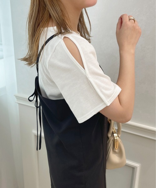 apres jour（アプレジュール）の「スリットスリーブTシャツ【ZOZOTOWN限定アイテム】（Tシャツ/カットソー・レディース・ブラック/オフホワイト/グリーン/ライトピンク・X-LARGE/フリー）」の7枚目の写真