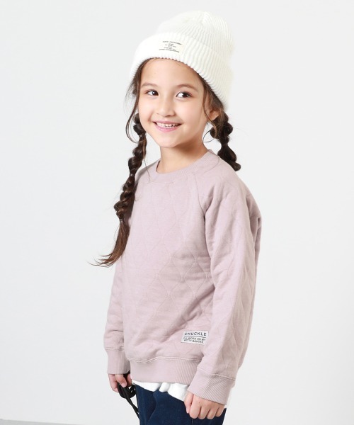 devirock（デビロック）の「キルティングニット トレーナー（スウェット・キッズ・オートミール/カーキ/スミクロ/モカ/ピンクベージュ・120cm/150cm/160cm/140cm/130cm/100cm/110cm）」の5枚目の写真