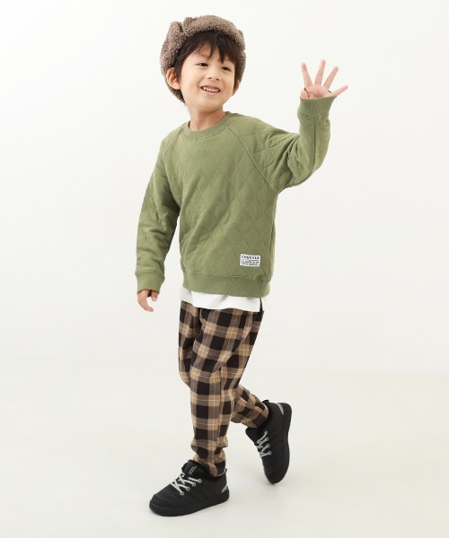 devirock（デビロック）の「キルティングニット トレーナー（スウェット・キッズ・オートミール/カーキ/スミクロ/モカ/ピンクベージュ・120cm/150cm/160cm/140cm/130cm/100cm/110cm）」の9枚目の写真