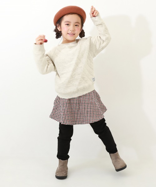 devirock（デビロック）の「キルティングニット トレーナー（スウェット・キッズ・オートミール/カーキ/スミクロ/モカ/ピンクベージュ・120cm/150cm/160cm/140cm/130cm/100cm/110cm）」の8枚目の写真