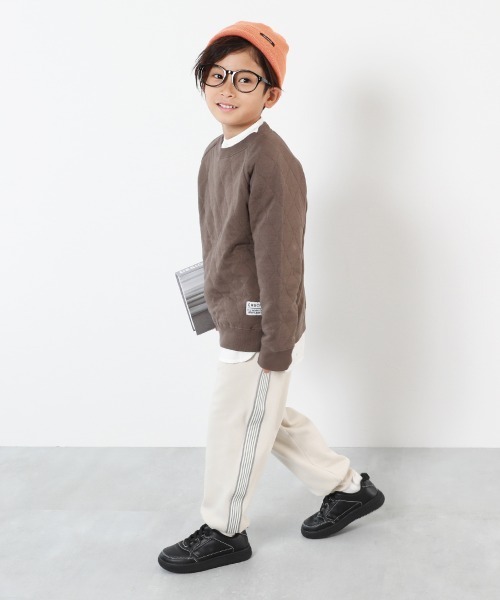 devirock（デビロック）の「キルティングニット トレーナー（スウェット・キッズ・オートミール/カーキ/スミクロ/モカ/ピンクベージュ・120cm/150cm/160cm/140cm/130cm/100cm/110cm）」の17枚目の写真