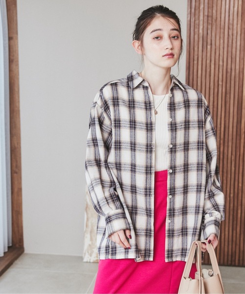 ANGIE（アンジー）の「チェックビックシャツ（シャツ/ブラウス・レディース・ブラック/ベージュ・FREE）」の21枚目の写真