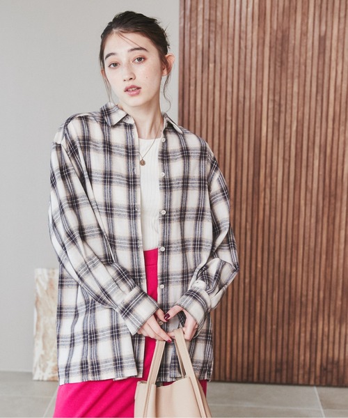 ANGIE（アンジー）の「チェックビックシャツ（シャツ/ブラウス・レディース・ブラック/ベージュ・FREE）」の12枚目の写真