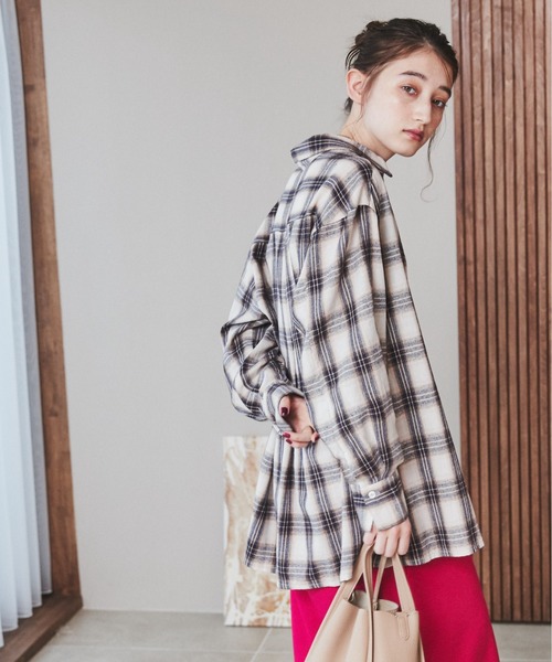 ANGIE（アンジー）の「チェックビックシャツ（シャツ/ブラウス・レディース・ブラック/ベージュ・FREE）」の16枚目の写真