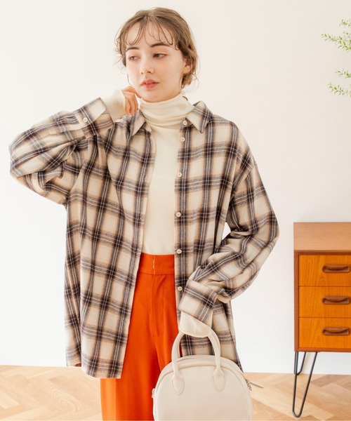 ANGIE（アンジー）の「チェックビックシャツ（シャツ/ブラウス・レディース・ブラック/ベージュ・FREE）」の5枚目の写真