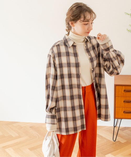 ANGIE（アンジー）の「チェックビックシャツ（シャツ/ブラウス・レディース・ブラック/ベージュ・FREE）」の8枚目の写真