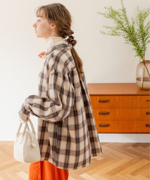 ANGIE（アンジー）の「チェックビックシャツ（シャツ/ブラウス・レディース・ブラック/ベージュ・FREE）」の6枚目の写真