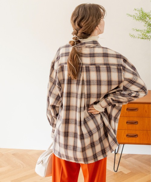 ANGIE（アンジー）の「チェックビックシャツ（シャツ/ブラウス・レディース・ブラック/ベージュ・FREE）」の7枚目の写真