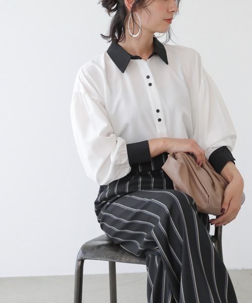 Web限定 配色ボリュームスリーブシャツ シャツ ブラウス Frames Ray Cassin フレームスレイカズン のファッション通販 Zozotown