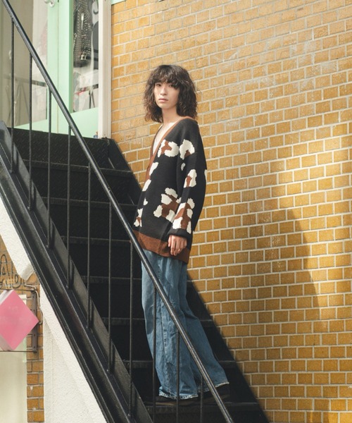 BROKEN BASE(ブロークンベース)の「レオパードニットカーディガン(カーディガン/ボレロ・メンズ・ブラック/ベージュ・LARGE/MEDIUM)」の3枚目の写真