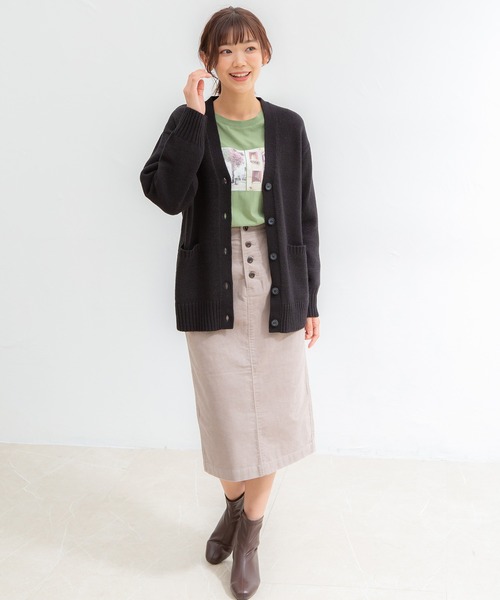 Honeys(ハニーズ)の「Vネックカーデ(カーディガン/ボレロ・レディース・ブラック/ダークグリーン/ブラウン/杢グレー/ベージュ系その他/ダークブルー/グリーン・LL/S/M/L)」の8枚目の写真