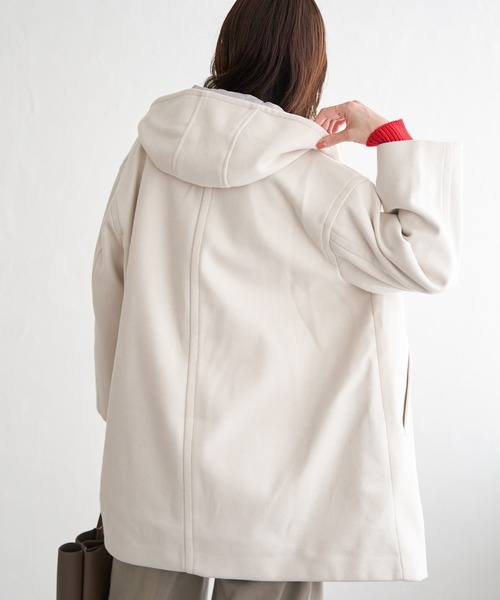 ikka（イッカ）の「RENU メルトンミドル丈フードジャケット（その他アウター・レディース・チャコールグレー/オフホワイト/グリーン系その他・M/L）」の10枚目の写真