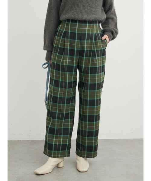 Green Parks(グリーンパークス)の「チェックワイドパンツ(その他パンツ・レディース・グリーン系その他2/ブルー系その他/ハウンドトゥース・FREE)」の5枚目の写真