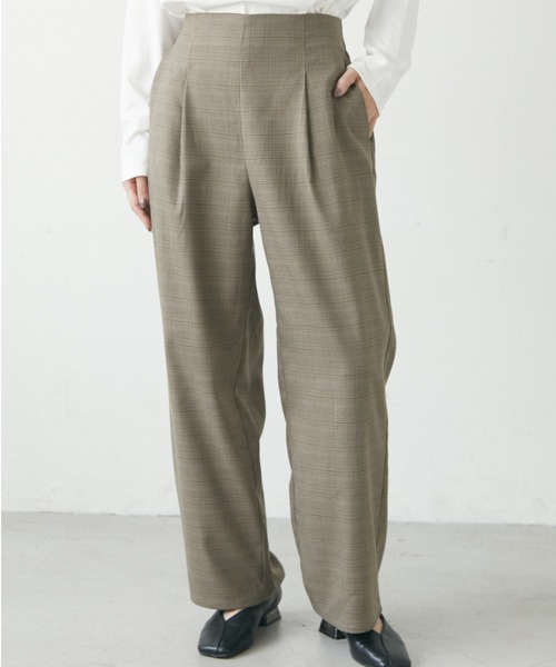 Green Parks(グリーンパークス)の「チェックワイドパンツ(その他パンツ・レディース・グリーン系その他2/ブルー系その他/ハウンドトゥース・FREE)」の1枚目の写真