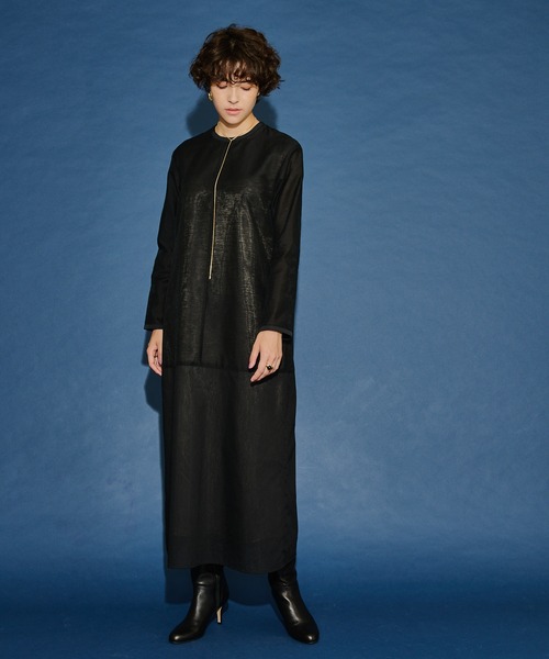 Whim Gazette(ウィムガゼット)の「【GEMINI】シャドーボーダーワンピース(ワンピース・レディース・ブラック・FREE)」の2枚目の写真