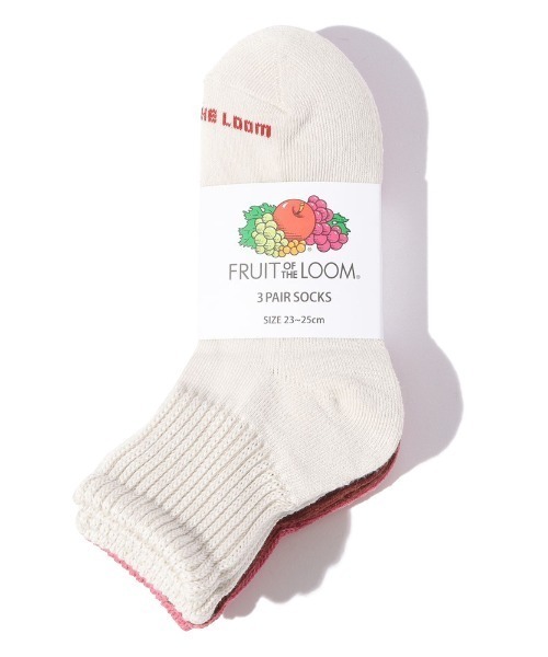 セール】【FRUIT OF THE LOOM】Q カラフル 3P A/クォーター丈ソックス