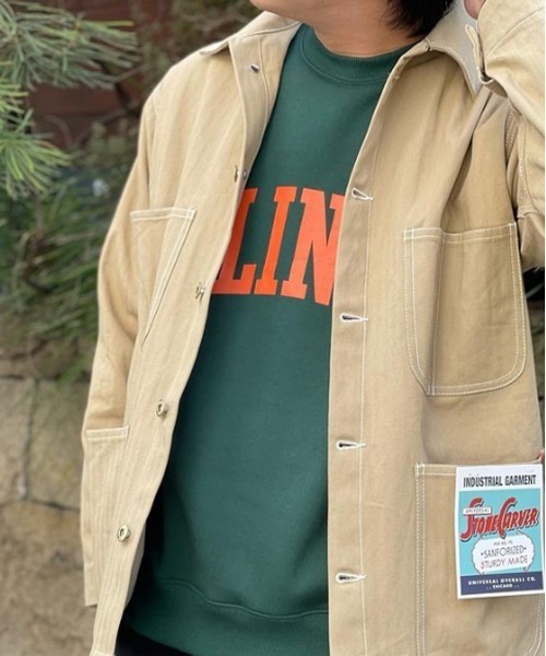 UNIVERSAL OVERALL(ユニバーサルオーバーオール)の「スウェットシャツ【SWEAT SHIRT_ILLINOIS】(スウェット・メンズ・ホワイト/モスグリーン/ヘザーグレー/ダークネイビー・XL/M/L)」の15枚目の写真