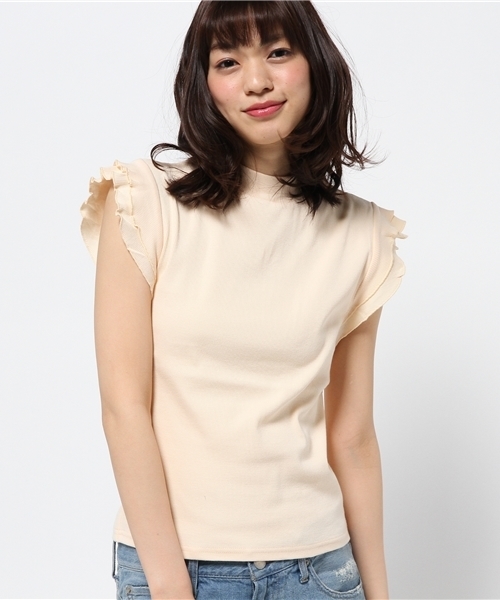 Chico（チコ）の「テレコフリル袖TOPS（Tシャツ/カットソー・レディース・ホワイト/ピンク/グレー/ブラック・FREE）」の13枚目の写真