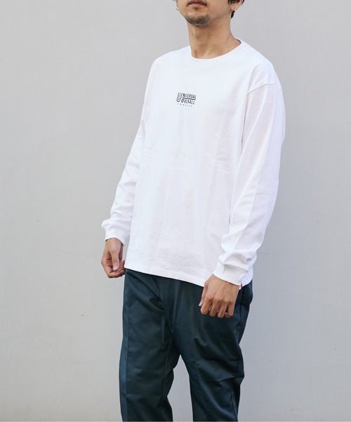 UNIVERSAL OVERALL（ユニバーサルオーバーオール）の「ユニバーサルオーバーオールロゴ ロンT【CENTER LOGO L/S】（Tシャツ/カットソー・メンズ・ダークグリーン/ブラック/ホワイト/ライトグリーン/オートミール・M/L/XL/S）」の10枚目の写真