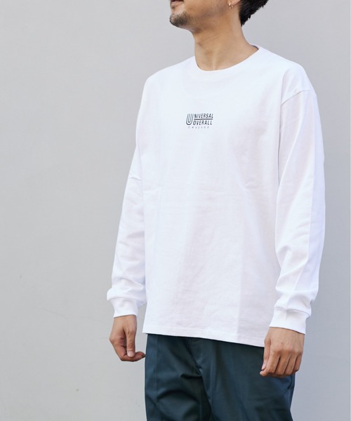 UNIVERSAL OVERALL（ユニバーサルオーバーオール）の「ユニバーサルオーバーオールロゴ ロンT【CENTER LOGO L/S】（Tシャツ/カットソー・メンズ・ダークグリーン/ブラック/ホワイト/ライトグリーン/オートミール・M/L/XL/S）」の11枚目の写真