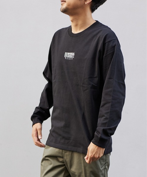 UNIVERSAL OVERALL（ユニバーサルオーバーオール）の「ユニバーサルオーバーオールロゴ ロンT【CENTER LOGO L/S】（Tシャツ/カットソー・メンズ・ダークグリーン/ブラック/ホワイト/ライトグリーン/オートミール・M/L/XL/S）」の6枚目の写真